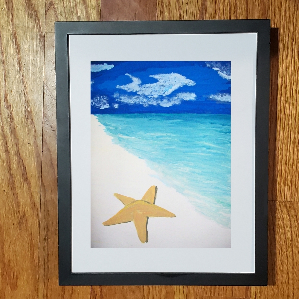 Dolphin Beach starfish 8.5x11 Unframed Art Print